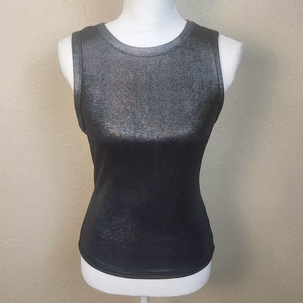 The Line Of Style Gray Metallic Sleeveless Tank Top Medium (7779)